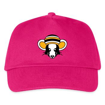 Maus Raggae Jamaika Hut Rasta Locken Chill Mütze - Kinder Basecap - Fuchsia - Vorne