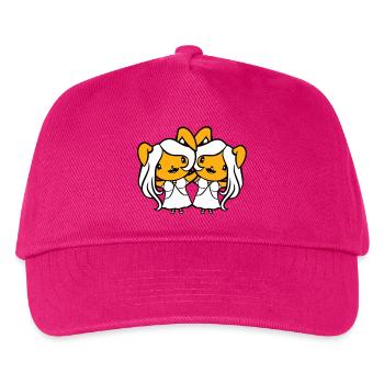2 Bunnies Girls Pretty Girls Women Bunny Small - Kids’ Baseball Cap - fuchsia - Front