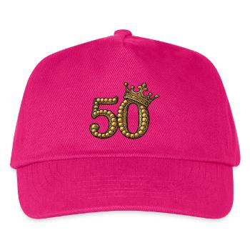 Golden 50 with Crown – Noble Birthday Motif - Kids’ Baseball Cap - fuchsia - Front