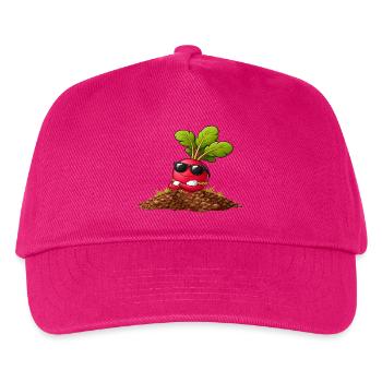 Cooles Radieschen mit Sonnenbrille und Kette  - Kinder Basecap - Fuchsia - Vorne