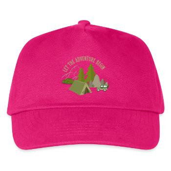 Lasst das Abenteuer beginnen – Camping - Kinder Basecap - Fuchsia - Vorne