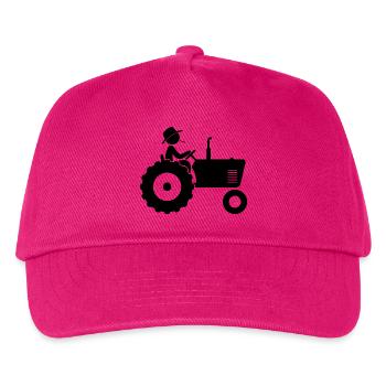 Bauer auf Traktor - Kinder Basecap - Fuchsia - Vorne