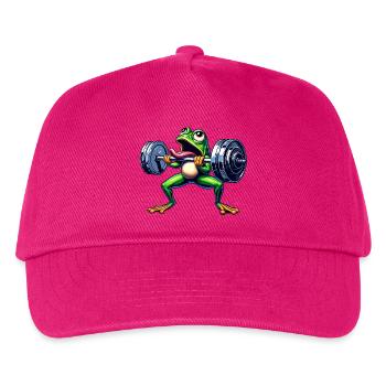 Frog Toad Workout Dumbbell Workout Funny - Kids’ Baseball Cap - fuchsia - Front