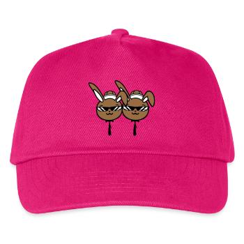 2 Sonnenbrille Hasen Freunde Team Crew Paar Zwei - Kinder Basecap - Fuchsia - Vorne