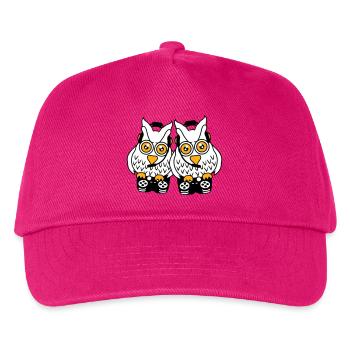 2 Gamer Eulen zocken Team Freunde zwei Spieler Duo - Kinder Basecap - Fuchsia - Vorne
