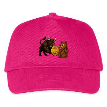 Bitcoin Bull vs. Bear - Kinder Basecap - Fuchsia - Vorne