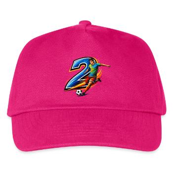Number 2 Soccer Shirt Player Action Design - Kids’ Baseball Cap - fuchsia - Front