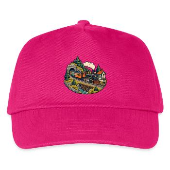 Modellbahnrunde – Kleine Züge große Freude - Kinder Basecap - Fuchsia - Vorne