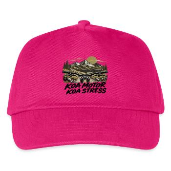 koa Motor koa Stress - kein Motor kein Stress, MTB - Kinder Basecap - Fuchsia - Vorne