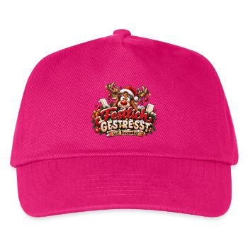 Weihnachtsmotiv Rentier gestresst Weihnachtsstress - Kinder Basecap - Fuchsia - Vorne