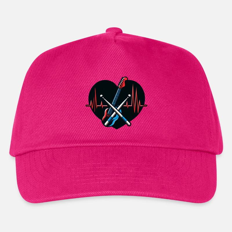 Heartbeat & Drum Drumsticks T-Shirt - Kinder Basecap - Fuchsia