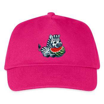 Zebra Mit Wassermelone Fruchtig Lustig - Kinder Basecap - Fuchsia - Vorne