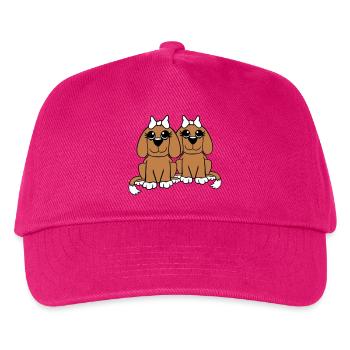 2 Dog Team Two Friends Girlfriends Couple Crew - Kids’ Baseball Cap - fuchsia - Front