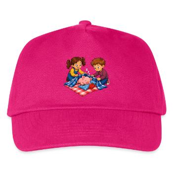 Pig nap with children cuddle motif - Kids’ Baseball Cap - fuchsia - Front