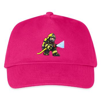 Kleiner Feuerwehrheld – Atemschutz Feuerwehr Kinde - Kinder Basecap - Fuchsia - Vorne