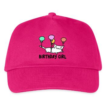 Katze mit Ballons Birthday Girl Geschenk - Kinder Basecap - Fuchsia - Vorne