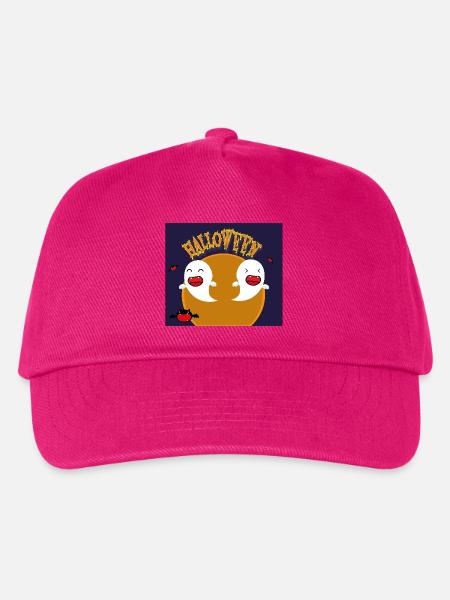 Halloween Geister Duo auf Oranger Kreis - Kinder Basecap - Fuchsia