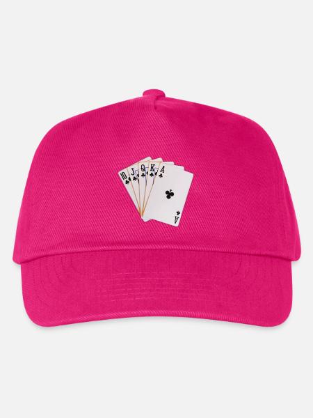 Poker, Royal Flush Kreuz. Geschenkidee - Kinder Basecap - Fuchsia