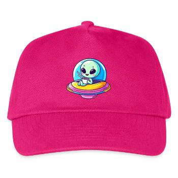 A cute comic alien alien in UFO with - Kids’ Baseball Cap - fuchsia - Front