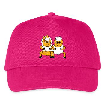2 Schafe Pärchen Müde Gelangweilt Freunde Verliebt - Kinder Basecap - Fuchsia - Vorne