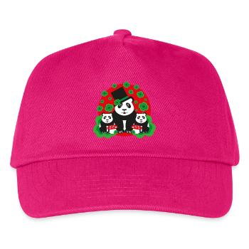 Panda Familie mit Kleeblätter - Kinder Basecap - Fuchsia - Vorne