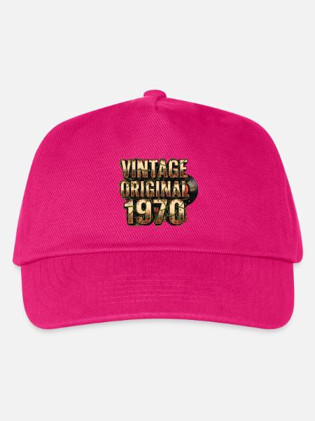Vintage Original 1970er mit Vinyl - Kinder Basecap - Fuchsia