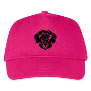 Dackel Hundekopf mit Sonnenbrille - Kinder Basecap - Fuchsia - Vorne