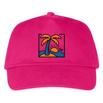 Strand Palme Welle Abzeichen - Kinder Basecap - Fuchsia - Vorne