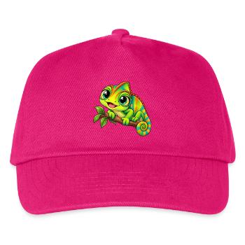 Chamäleon Kawaii Style – Süßes Reptil - Kinder Basecap - Fuchsia - Vorne