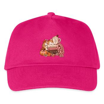 Katzenkuschelzeit: Bücher Tee Wärme - Kinder Basecap - Fuchsia - Vorne