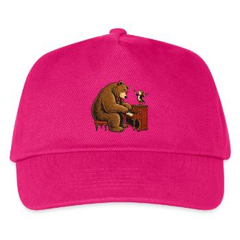 Bär & Frosch am Klavier – Lustiges Musikmotiv - Kinder Basecap - Fuchsia - Vorne