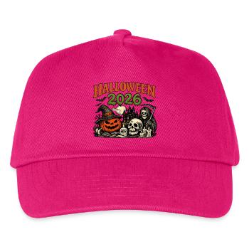 Halloween 2026 Kürbis und Skelette - Kinder Basecap - Fuchsia - Vorne
