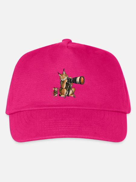 Luchs & Maus beim Fotografieren – Wald & Outdoor - Kinder Basecap - Fuchsia