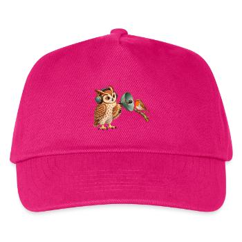 Eule nimmt Vogelstimmen auf - Kinder Basecap - Fuchsia - Vorne