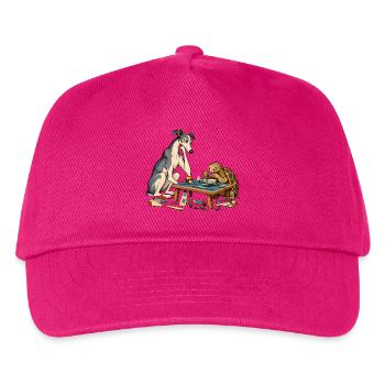 Windhund und Schildkröte beim Modellbau - Kinder Basecap - Fuchsia - Vorne