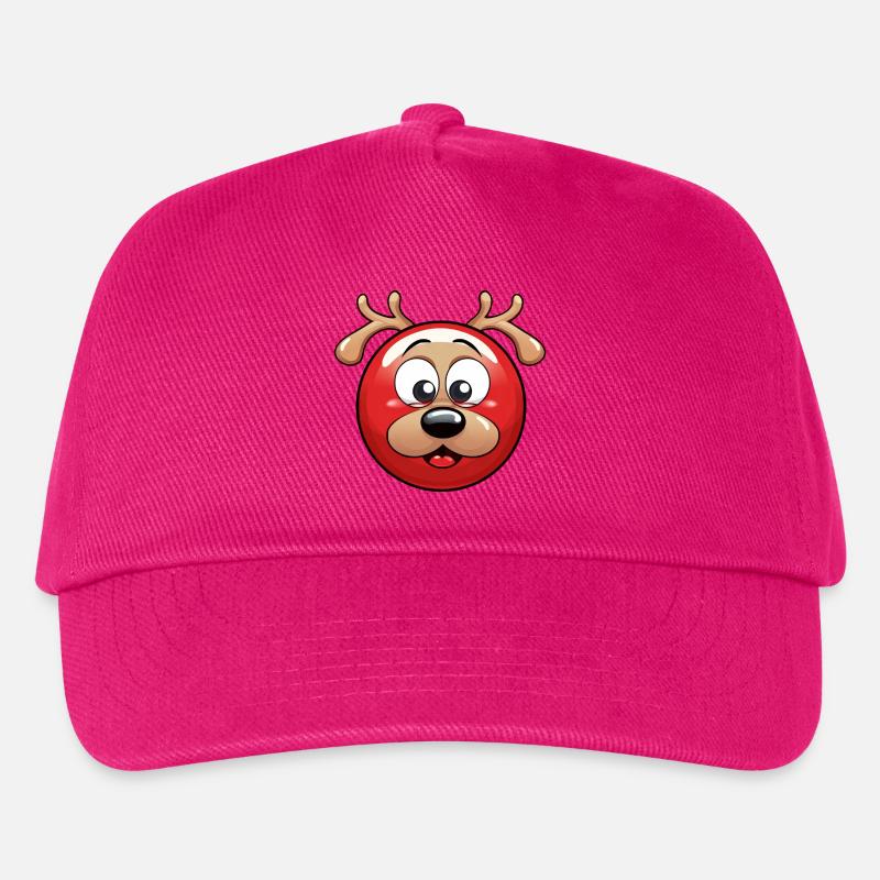 Rundes Rentier-Weihnachtskugel Comic Design - Kinder Basecap - Fuchsia