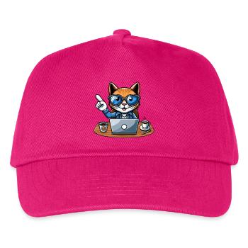 Cat and tomcat in the office - with coffee CEO - Kids’ Baseball Cap - fuchsia - Front