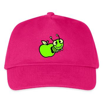 Caterpillar peeps apple hole comic funny cute cute - Kids’ Baseball Cap - fuchsia - Front