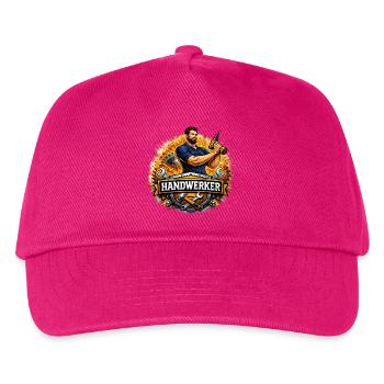 Handwerker Logo – Comic Style mit Bohrer - Kinder Basecap - Fuchsia - Vorne