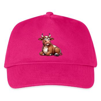Funny Cow Cartoon Skeptical Bull Comic - Kids’ Baseball Cap - fuchsia - Front