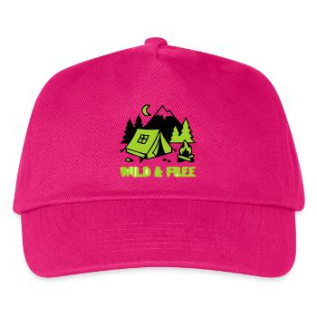 Camping Zelt Natur Grafik - Kinder Basecap - Fuchsia - Vorne