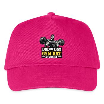 Gym Dad By Day Gym Rat By Night Motiv - Kinder Basecap - Fuchsia - Vorne
