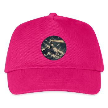 Leuchtturm im Sturm auf Felsen - Kinder Basecap - Fuchsia - Vorne