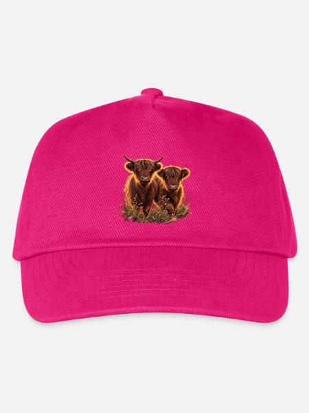 Highlandrinder im Abendlicht - Kinder Basecap - Fuchsia