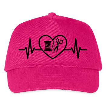 Nähen Garnrolle Nadel Schere Herz - Kinder Basecap - Fuchsia - Vorne