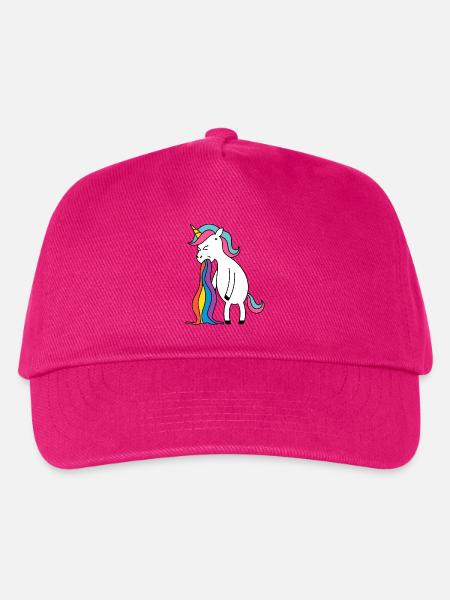 Einhorn Regenbogen Kotze. Kein Bock Lustlos Würgen - Kinder Basecap - Fuchsia