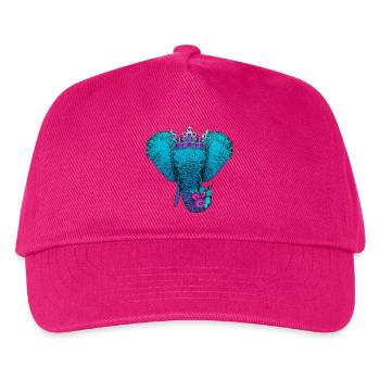 Elefant mit Blumen und Krone - Kinder Basecap - Fuchsia - Vorne