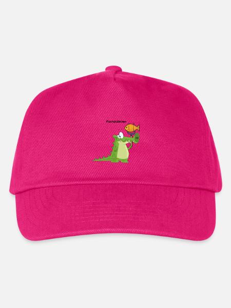 Krokodil Fischstäbchen mit Wort - Kinder Basecap - Fuchsia