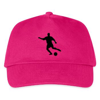 Football player with kick movement to ball - Kids’ Baseball Cap - fuchsia - Front