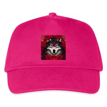Wunderbarer Wolf mit Blumen. - Kinder Basecap - Fuchsia - Vorne